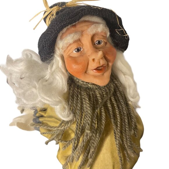 Vintage Jack-In-The-Box Scarecrow Witch Figure Black Metal Box Halloween Prop - Picture 2 of 8